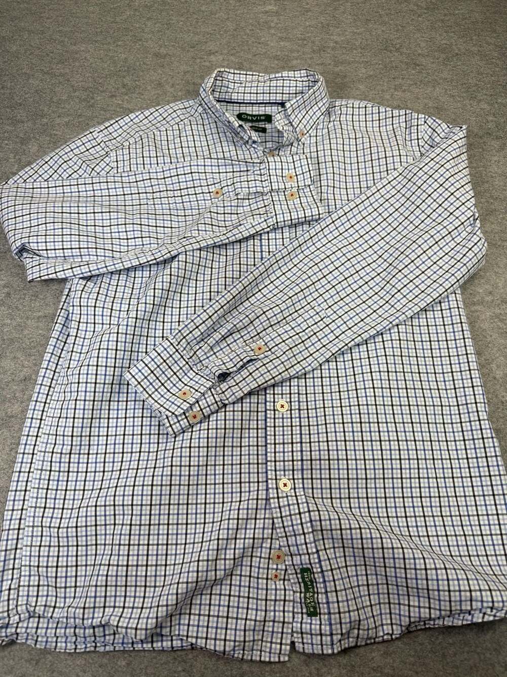 Orvis Plaid Long Sleeve Button Down Shirt Size M Active Fit